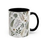 Beautiful Nature Coffee Mug with a scenic field of wildflowers and rolling hills.